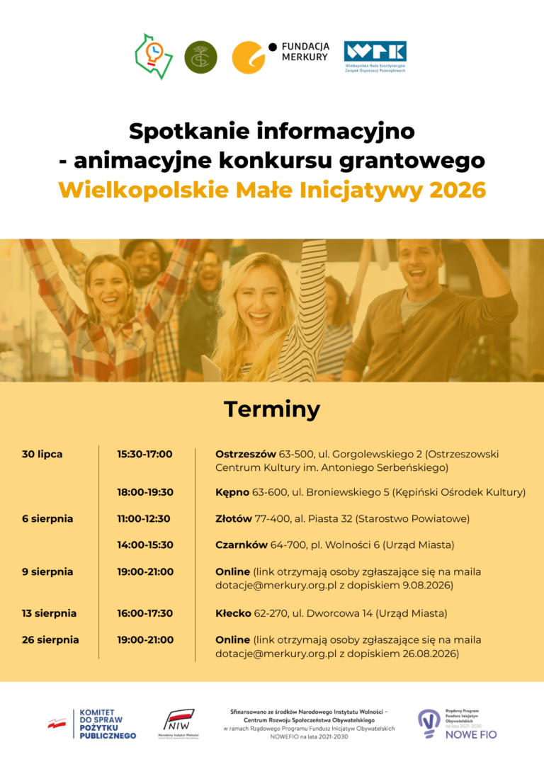 Read more about the article Konkurs Grantowy Wielkopolskie Małe Inicjatywy – spotkania informacyjno-animacyjne